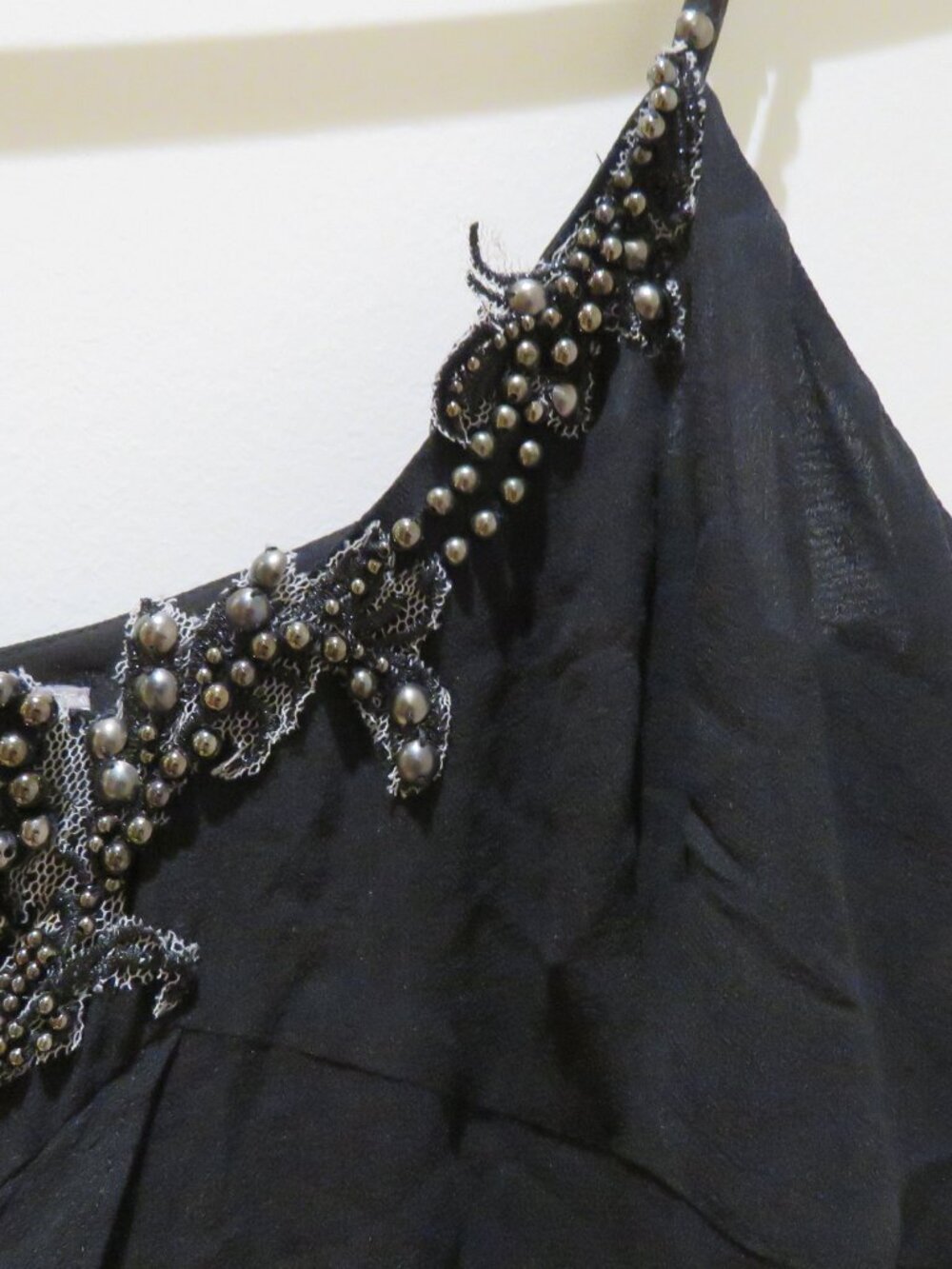 KAREN MILLEN 100% Silk Beaded Ruffle Chiffon Dress US 6 Whimsigoth Dark Romantic - Picture 7 of 16
